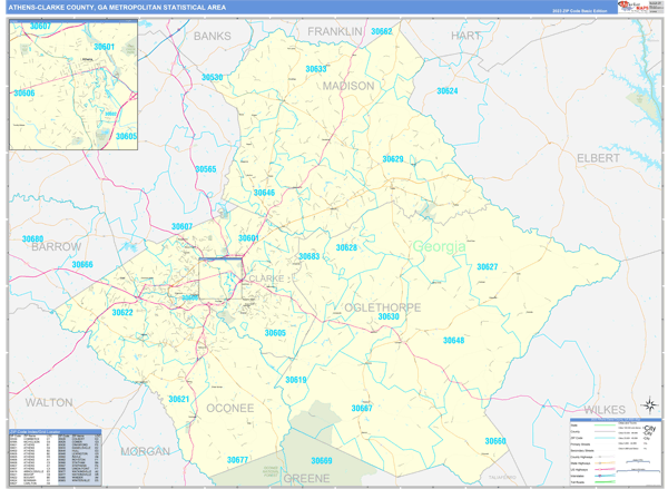 Athens-Clarke County Metro Area Digital Map Basic Style